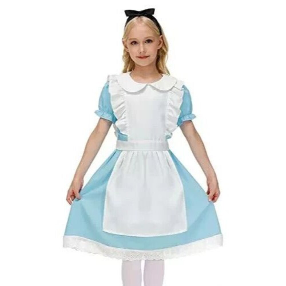 Classic Alice-Inspired Light Blue and White Girls' Halloween Costume